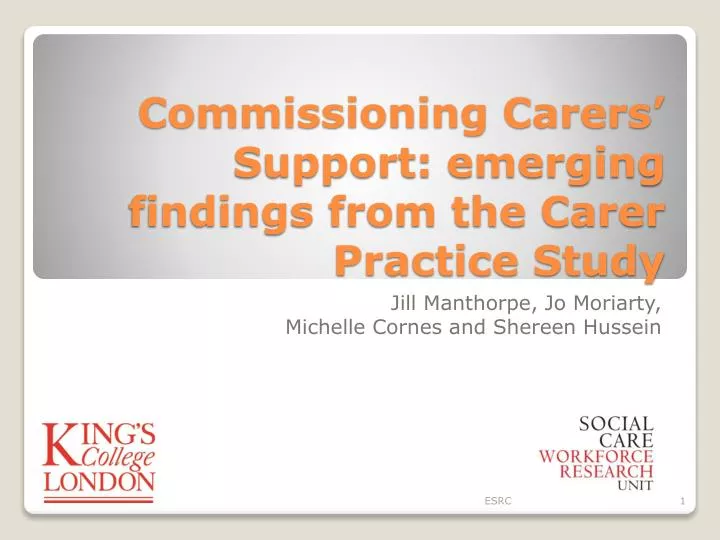 commissioning carers support emerging findings from the carer practice study