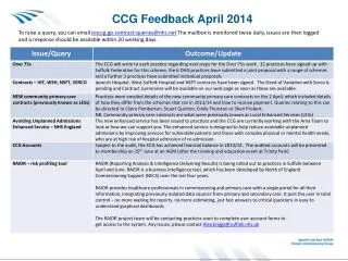 CCG Feedback April 2014