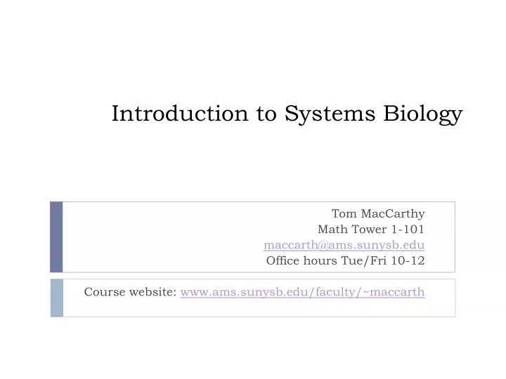 introduction to systems biology