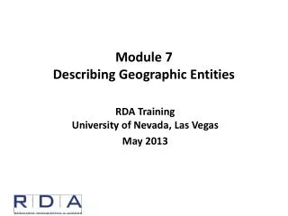 Module 7 Describing Geographic Entities