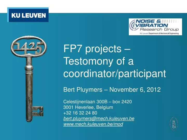 fp7 projects testomony of a coordinator participant