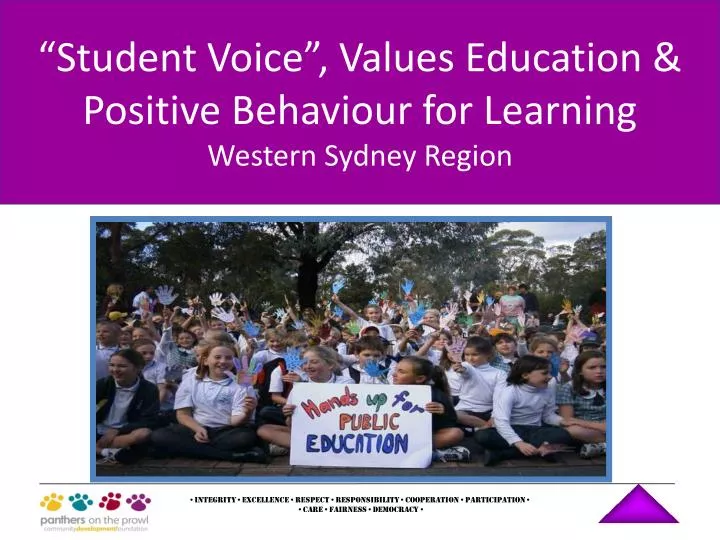 student voice values education positive behaviour for learning western sydney region