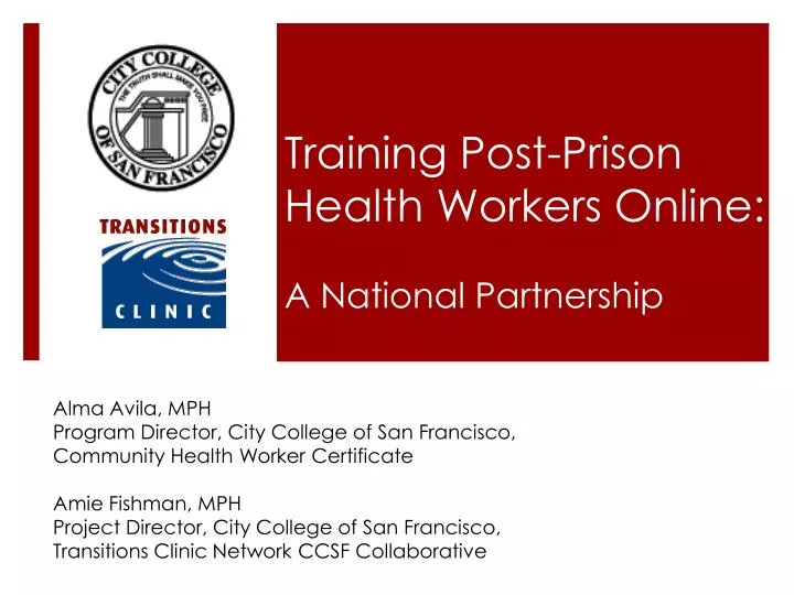 training post prison health workers online a national partnership