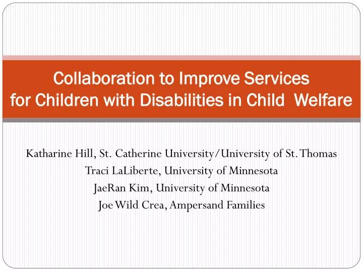 collaboration to improve services for children with disabilities in child welfare