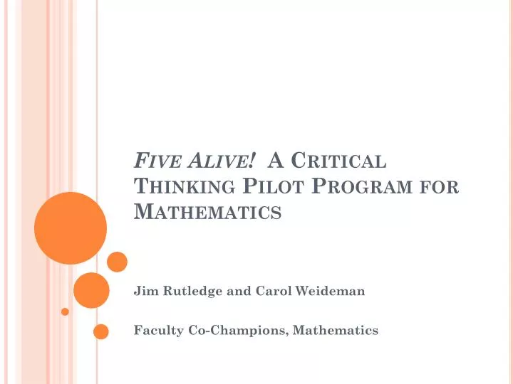 five alive a critical thinking pilot program for mathematics