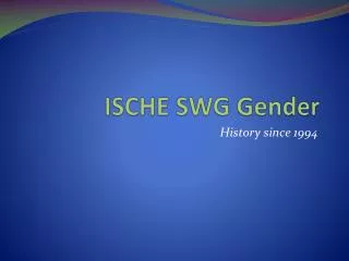 ISCHE SWG Gender