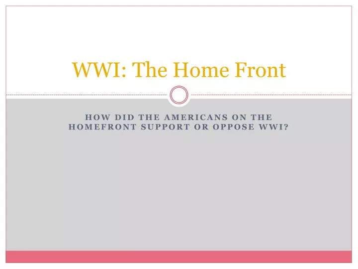 wwi the home front