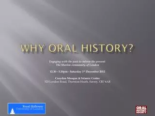 Why oral history?