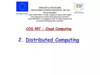 COS 497 - Cloud Computing 2. Distributed Computing