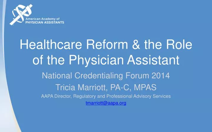 healthcare reform the role of the physician assistant