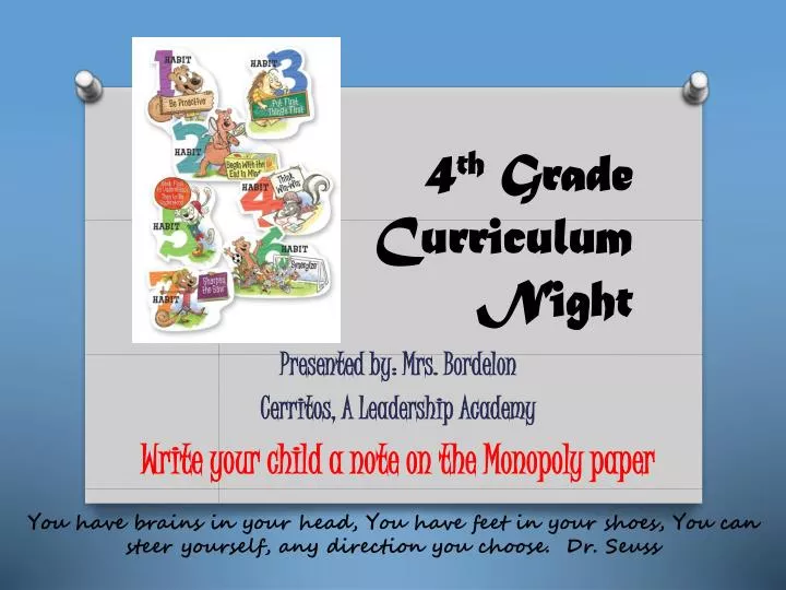 4 th grade curriculum night