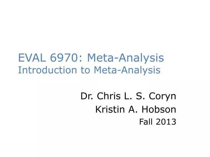 eval 6970 meta analysis introduction to meta analysis