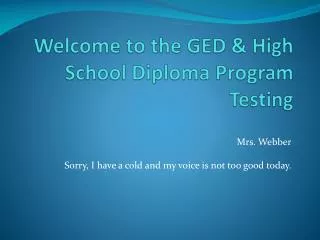 Welcome to the GED &amp; High School Diploma Program Testing