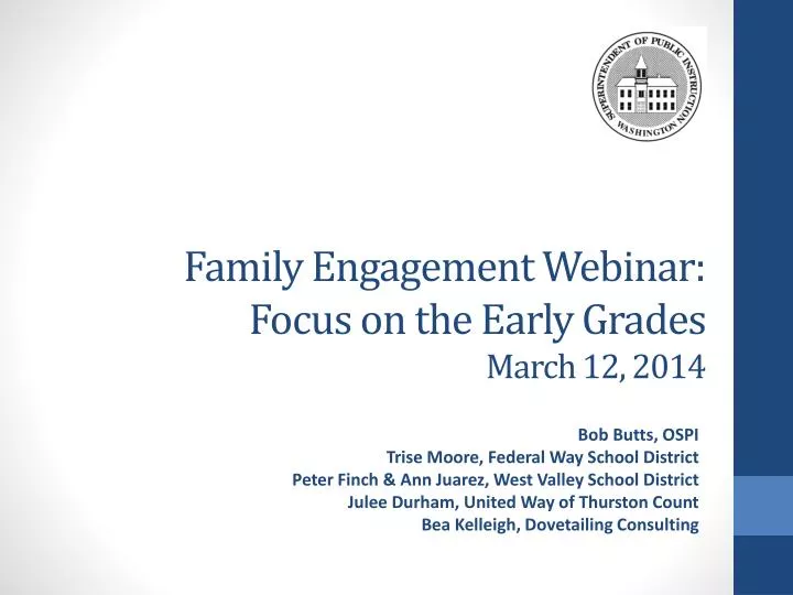family engagement webinar focus on the early grades march 12 2014