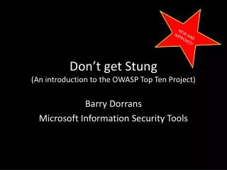 Don’t get Stung (An introduction to the OWASP Top Ten Project)