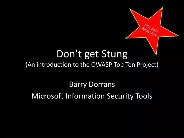 don t get stung an introduction to the owasp top ten project