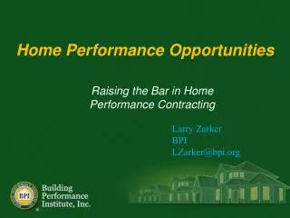 Home Performance Opportunities