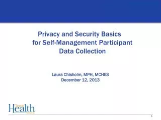 Privacy and Security Basics for Self-Management Participant Data Collection