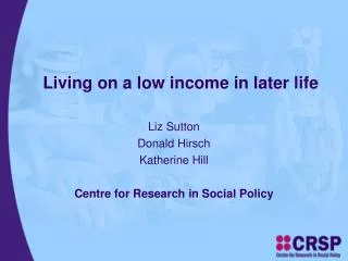 Living on a low income in later life