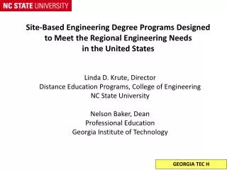 Site-Based Engineering Degree Programs Designed to Meet the Regional Engineering Needs in the United States