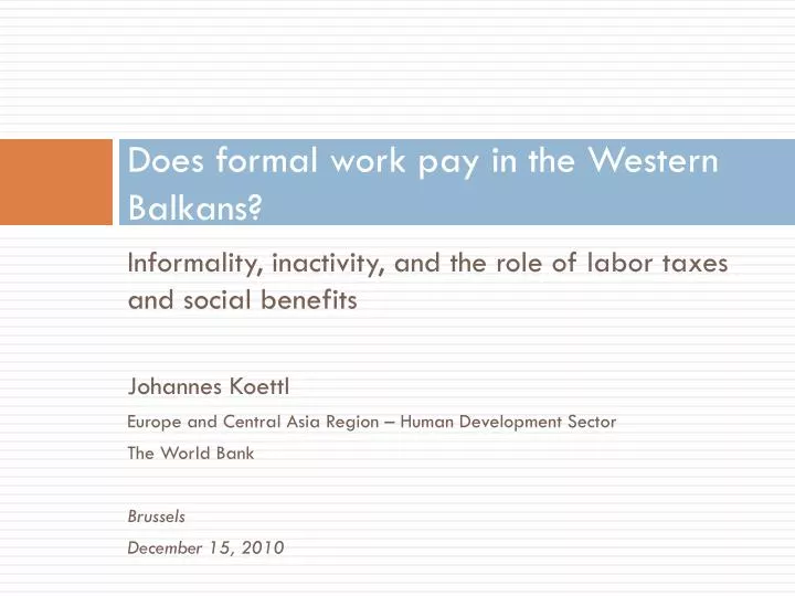 does formal work pay in the western balkans