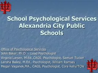 School Psychological Services Alexandria City Public Schools