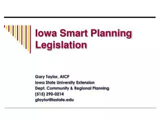 Iowa Smart Planning Legislation