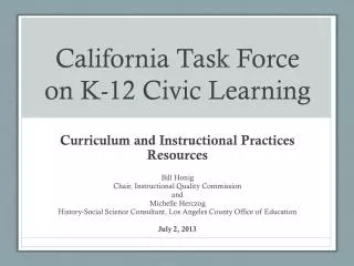 California Task Force on K-12 Civic Learning