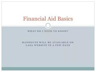 Financial Aid Basics