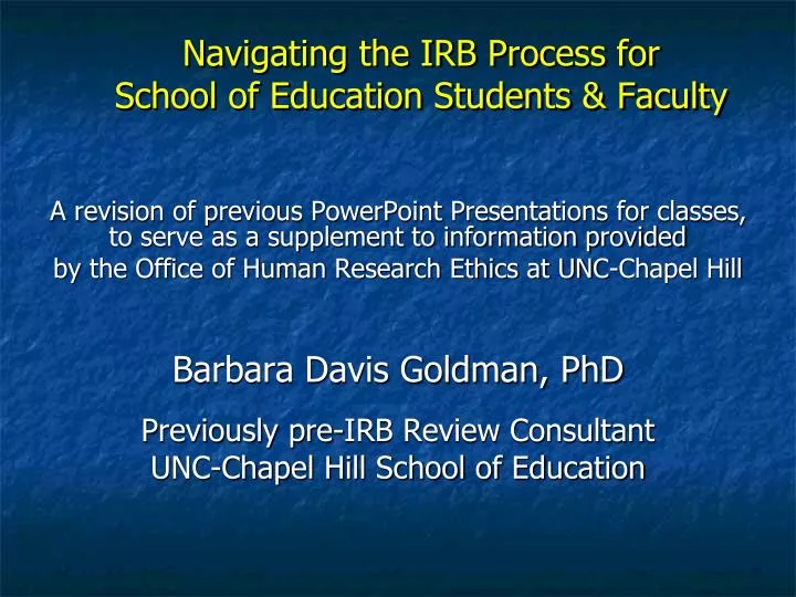 navigating the irb process for school of education students faculty