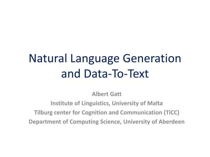 natural language generation and data to text