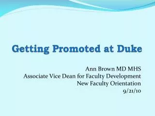Getting Promoted at Duke