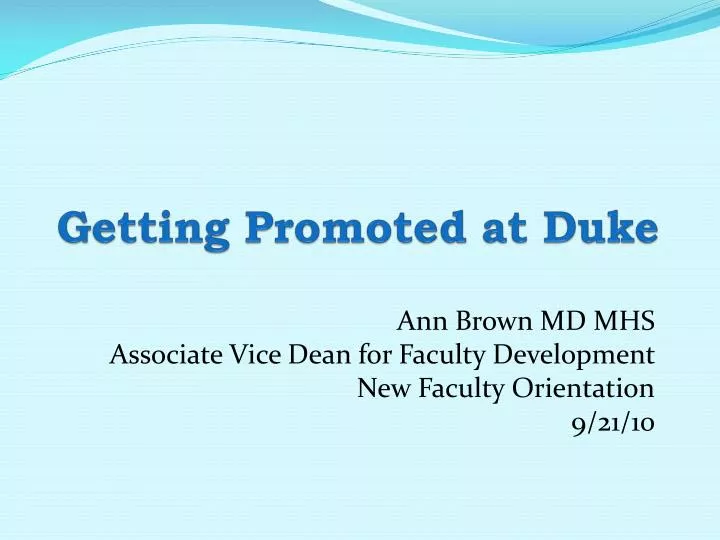 getting promoted at duke