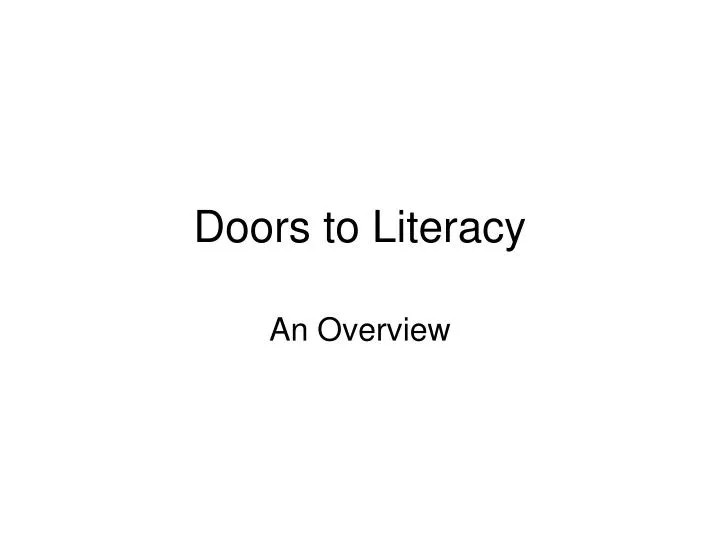 doors to literacy
