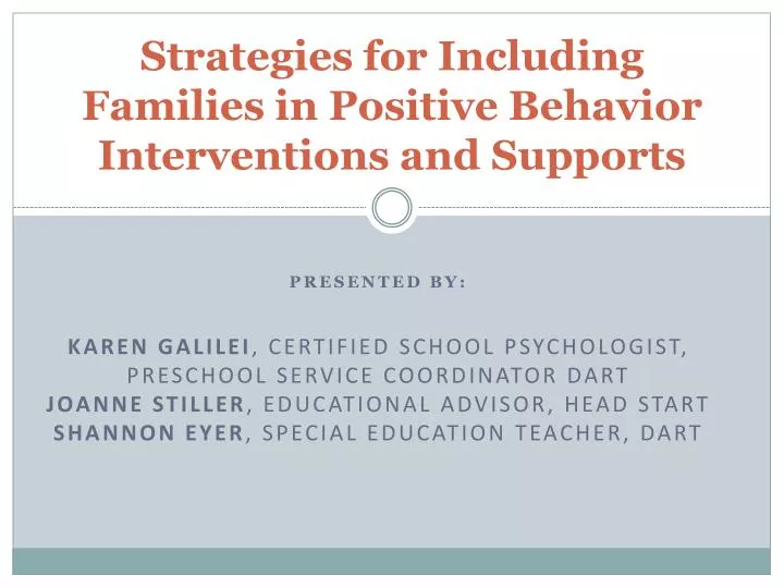 strategies for including families in positive behavior interventions and supports