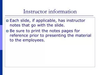 Instructor information