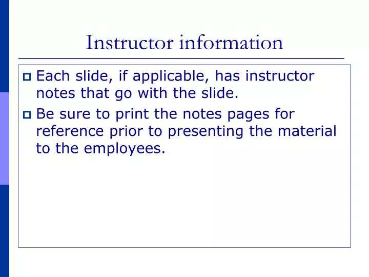 instructor information