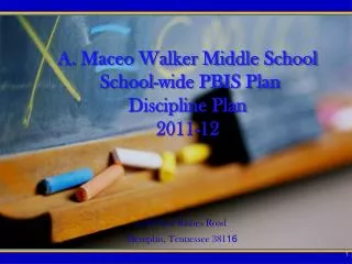 A. Maceo Walker Middle School School-wide PBIS Plan Discipline Plan 2011-12