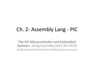 Ch. 2- Assembly Lang - PIC