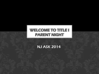 Welcome to title I parent night