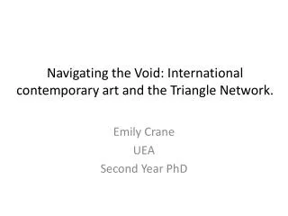 Navigating the Void: International contemporary art and the Triangle Network.