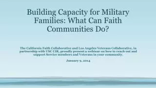 Building Capacity for Military Families: What Can Faith Communities Do?