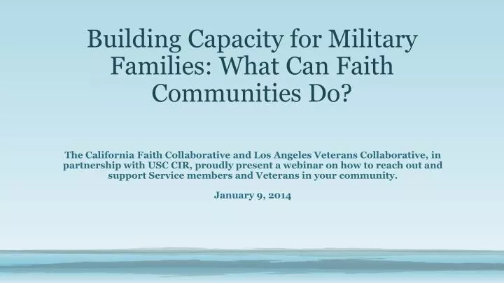 building capacity for military families what can faith communities do