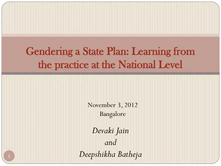 gendering a state plan learning from the practice at the national level