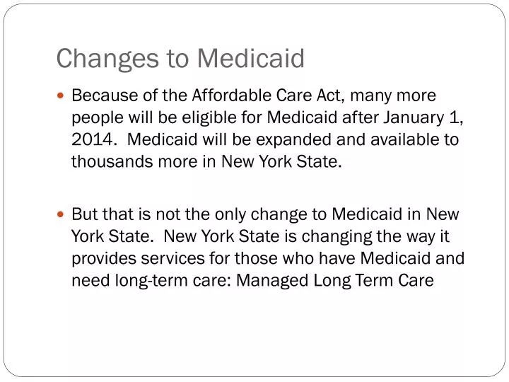 changes to medicaid