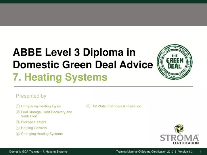 abbe level 3 diploma in domestic green deal advice 7 heating systems