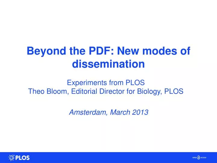 beyond the pdf new modes of dissemination