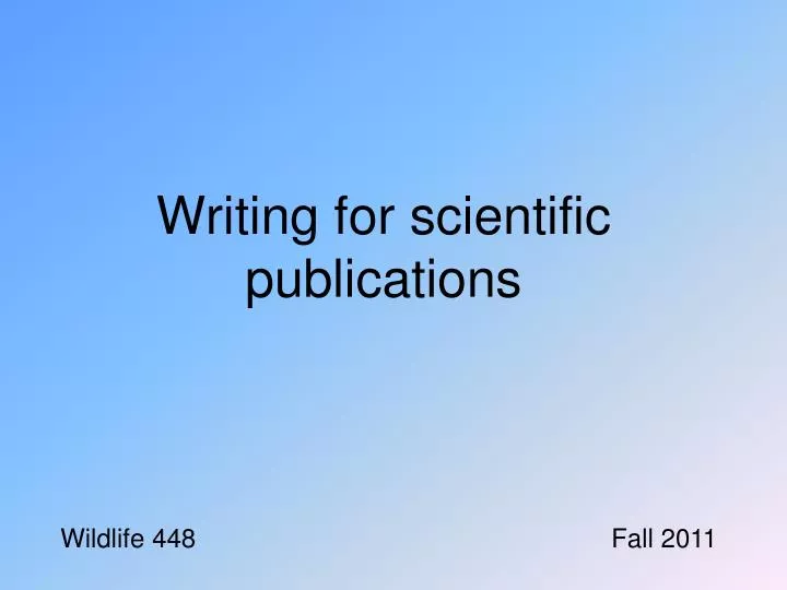 writing for scientific publications