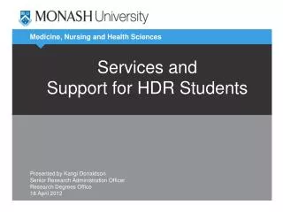 Services and Support for HDR Students