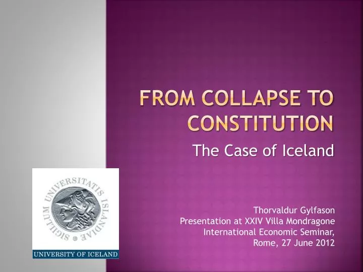 from collapse to constitution